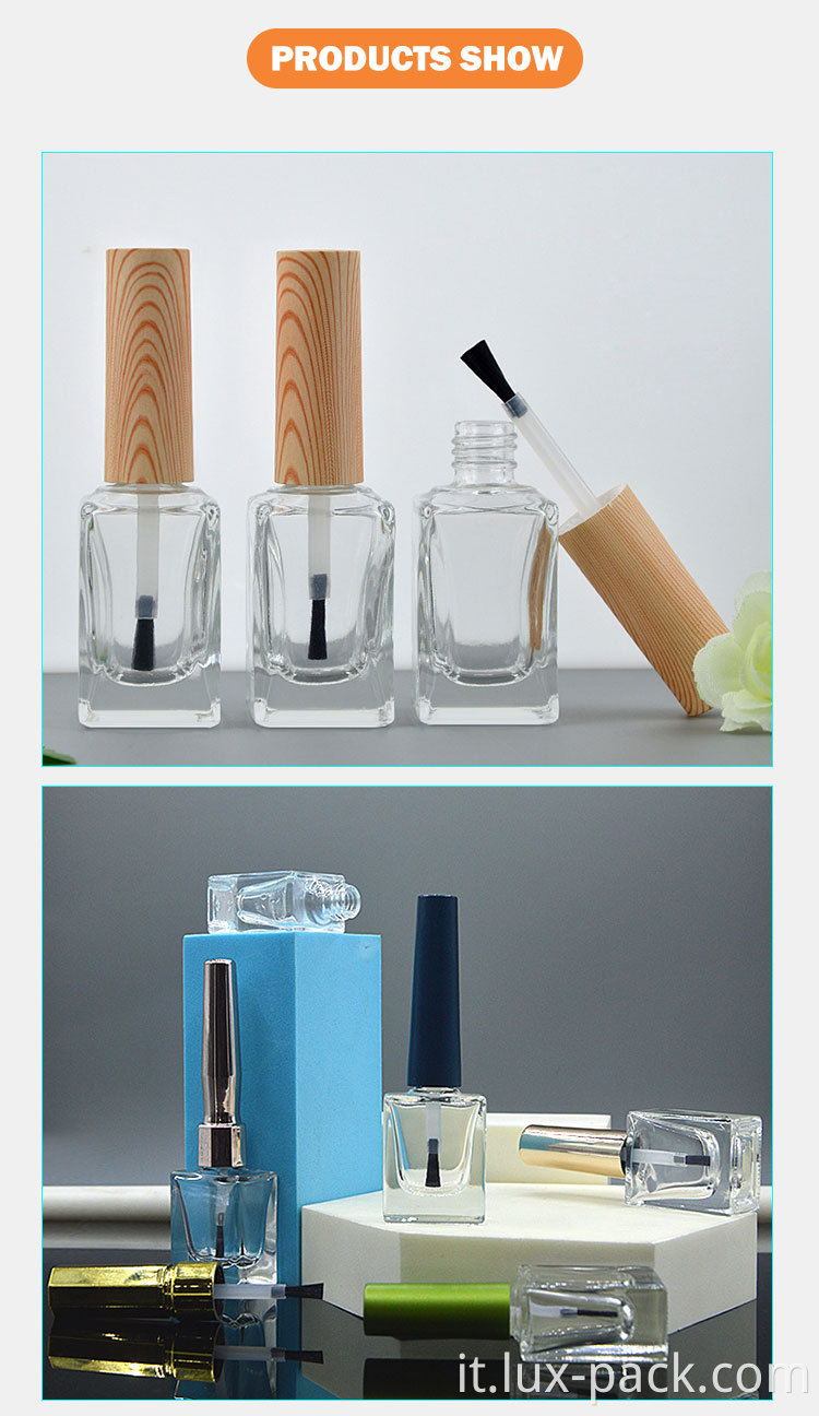 7 ml da 15 ml di lusso quadrate di lusso chiaro flacone gel di vetro personalizzato in vetro